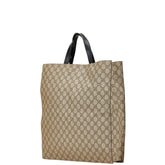 グッチ GGスプリーム トートバッグ ショルダーバッグ 2WAY 456217 ベージュ ブラック PVC レザー レディース GUCCI 【中古】